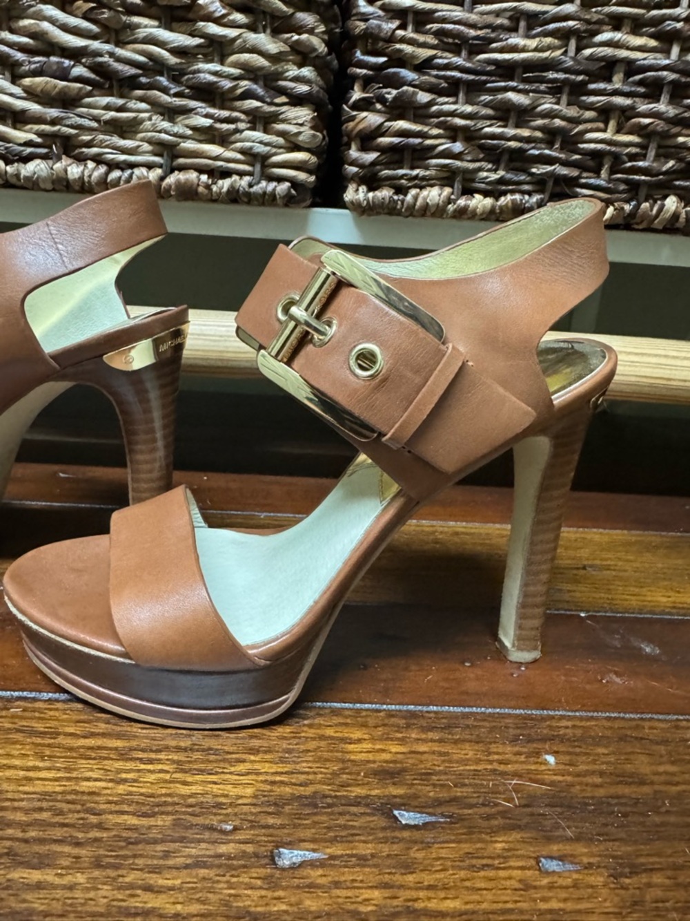 Michael Kors Cognac Brown Platform High Heel Sandals - Picture 5 of 7